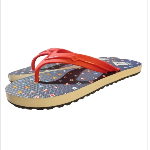 New Sperry Women's Flip Flop Red Navy Nautical Thong Sandal Beach Pool Slip On 6 - Picture 2 of 6